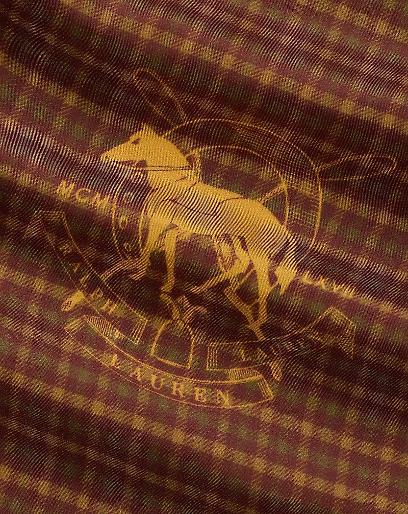 Belting-Print Plaid Silk Diamond Scarf