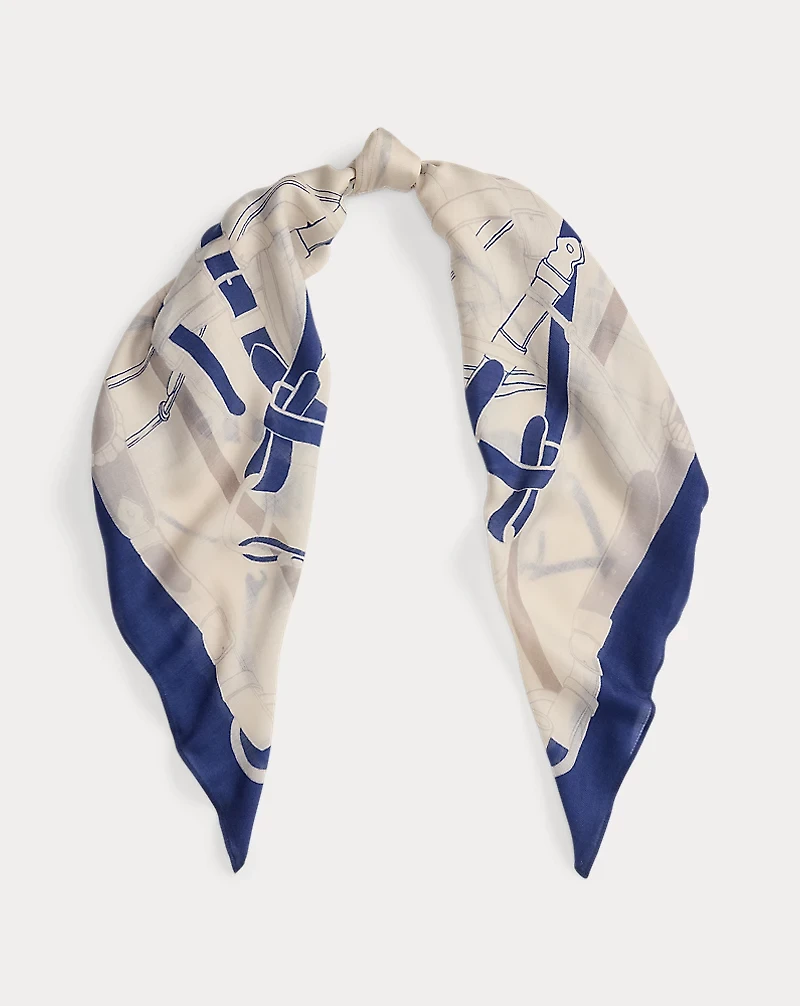 Belting-Print Wool-Silk Square Scarf