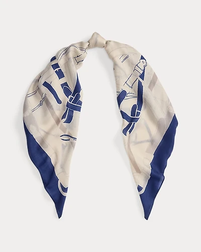 Belting-Print Wool-Silk Square Scarf
