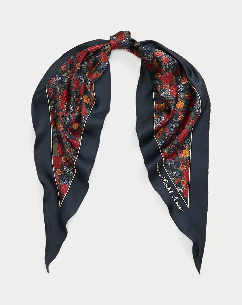 Floral Silk Diamond Scarf