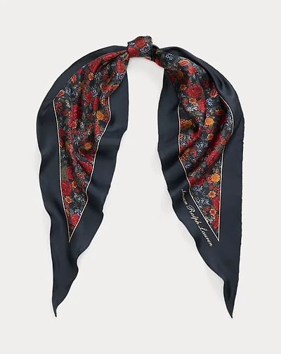 Floral Silk Diamond Scarf