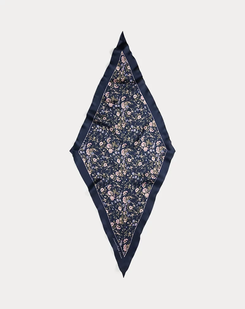 Floral Silk Twill Diamond Scarf