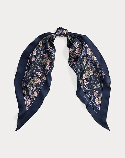 Floral Silk Twill Diamond Scarf
