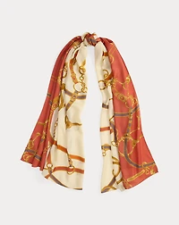 Belting-Print Wool Wrap Scarf