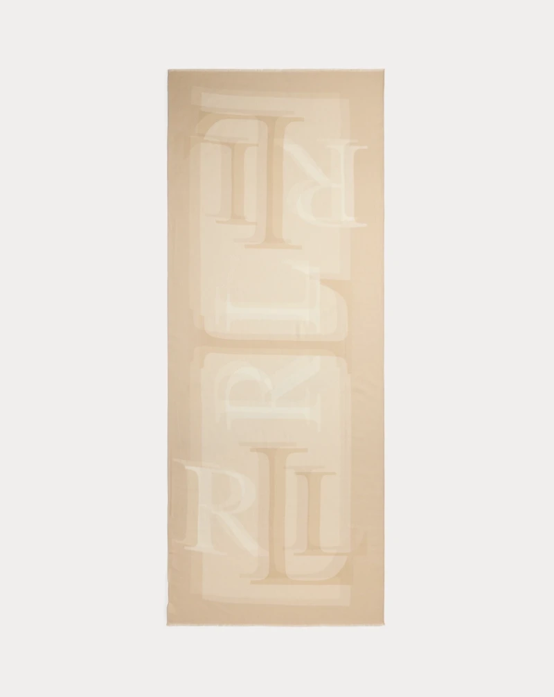 Logo Jacquard Wool Wrap Scarf
