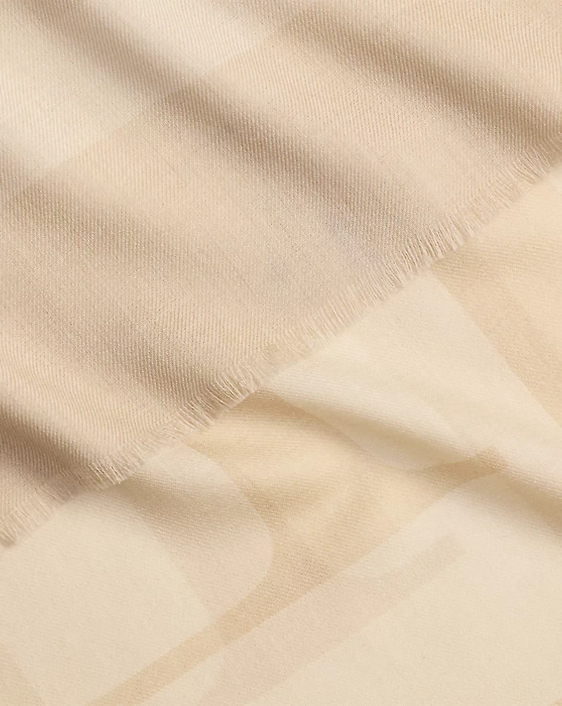 Logo Jacquard Wool Wrap Scarf