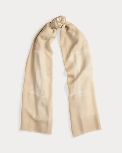 Logo Jacquard Wool Wrap Scarf