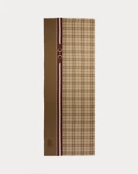 Plaid & Horse Bit-Motif Wrap Scarf