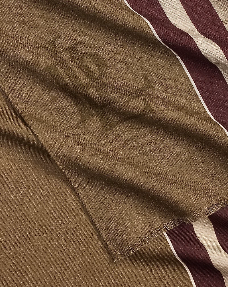 Plaid & Horse Bit-Motif Wrap Scarf