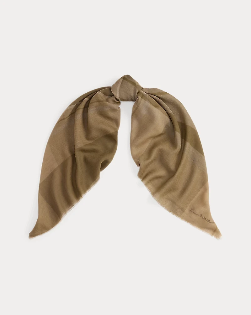 Plaid Wool Square Scarf