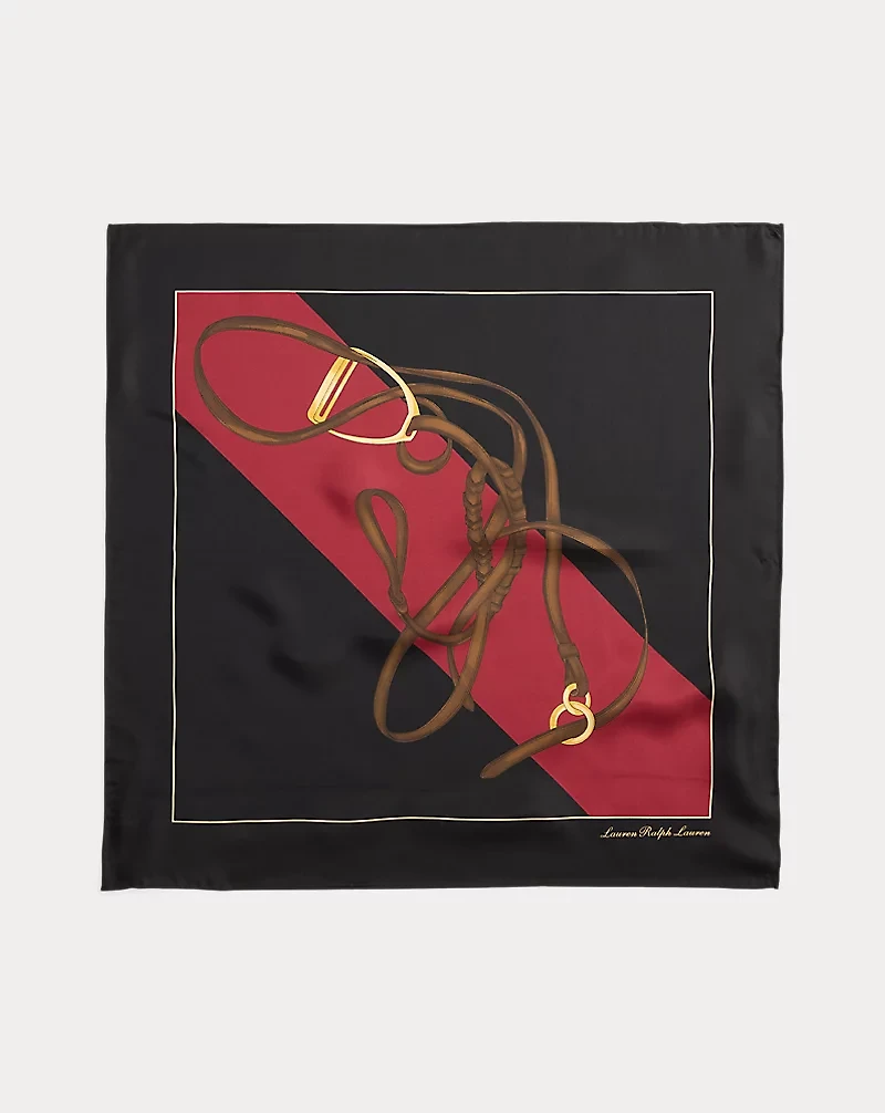 Belting-Print Color-Blocked Silk Scarf
