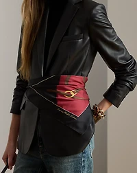 Belting-Print Color-Blocked Silk Scarf