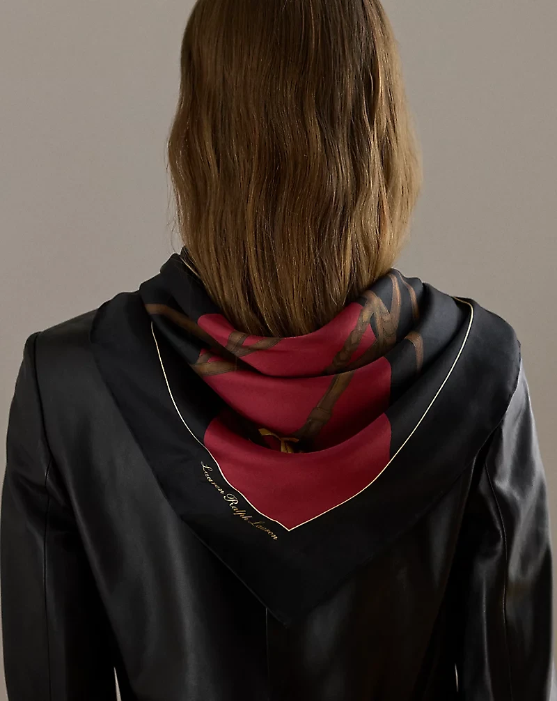 Belting-Print Color-Blocked Silk Scarf