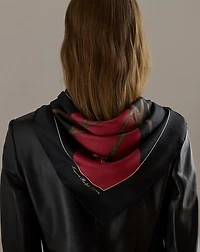 Belting-Print Color-Blocked Silk Scarf