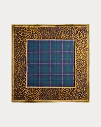 Plaid & Leopard-Print Silk Square Scarf
