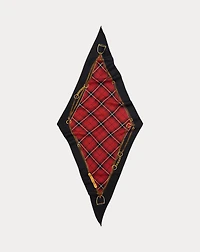Plaid & Belting-Print Wool Diamond Scarf