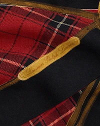 Plaid & Belting-Print Wool Diamond Scarf