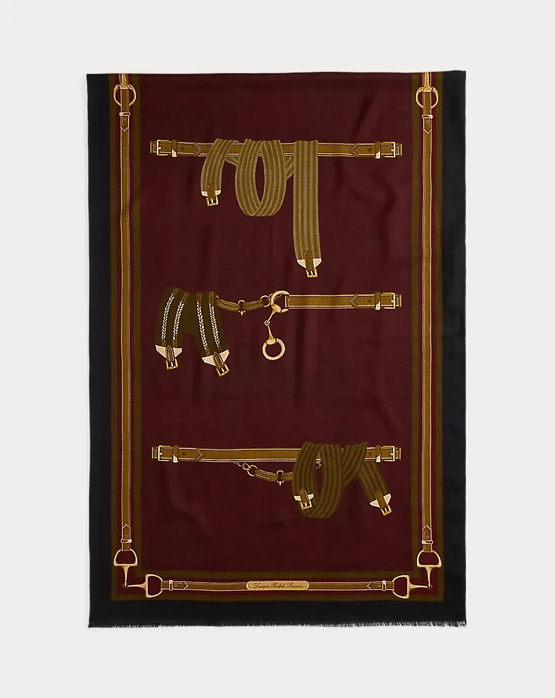 Belting-Motif Wool Wrap Scarf