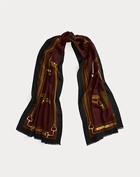 Belting-Motif Wool Wrap Scarf