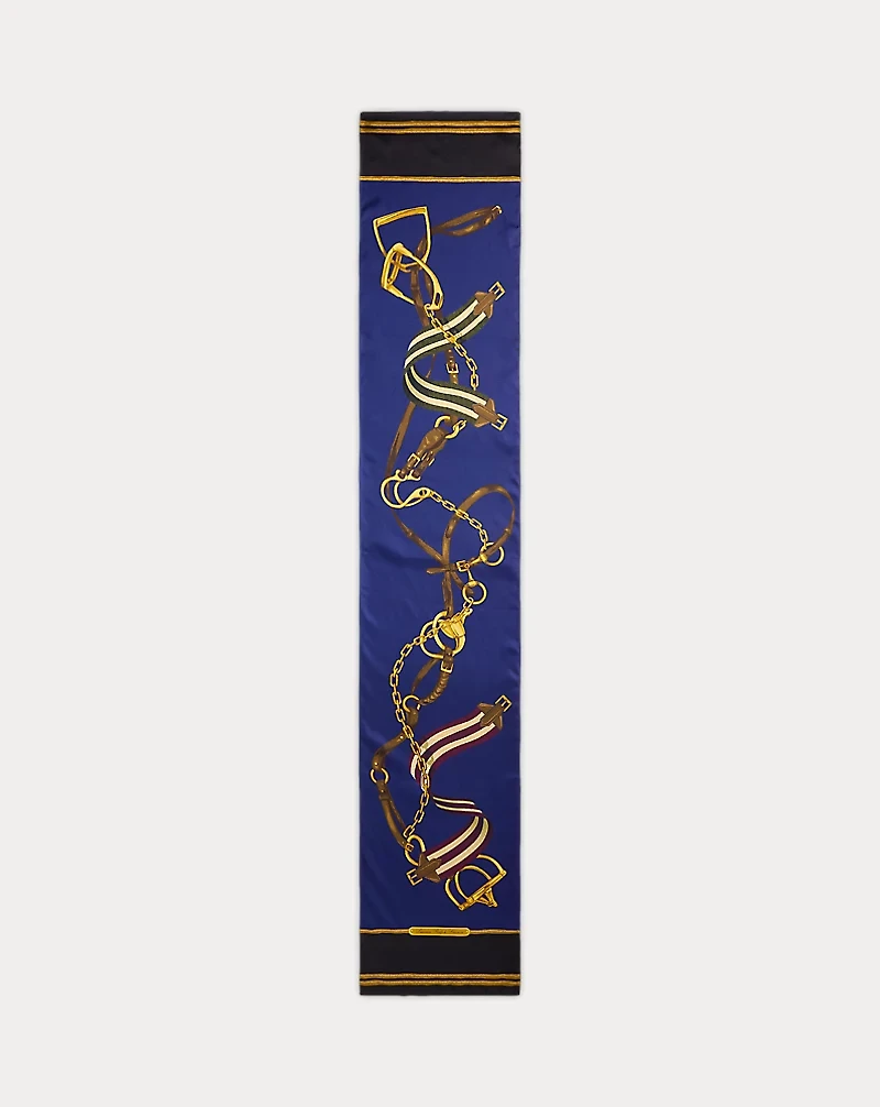 Belting-Print Color-Blocked Silk Scarf