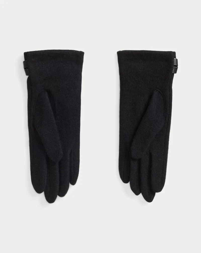 Sheepskin-Trim Wool-Blend Tech Gloves