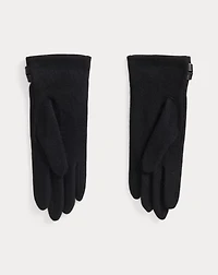 Sheepskin-Trim Wool-Blend Tech Gloves
