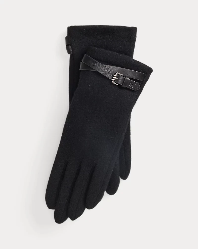 Sheepskin-Trim Wool-Blend Tech Gloves