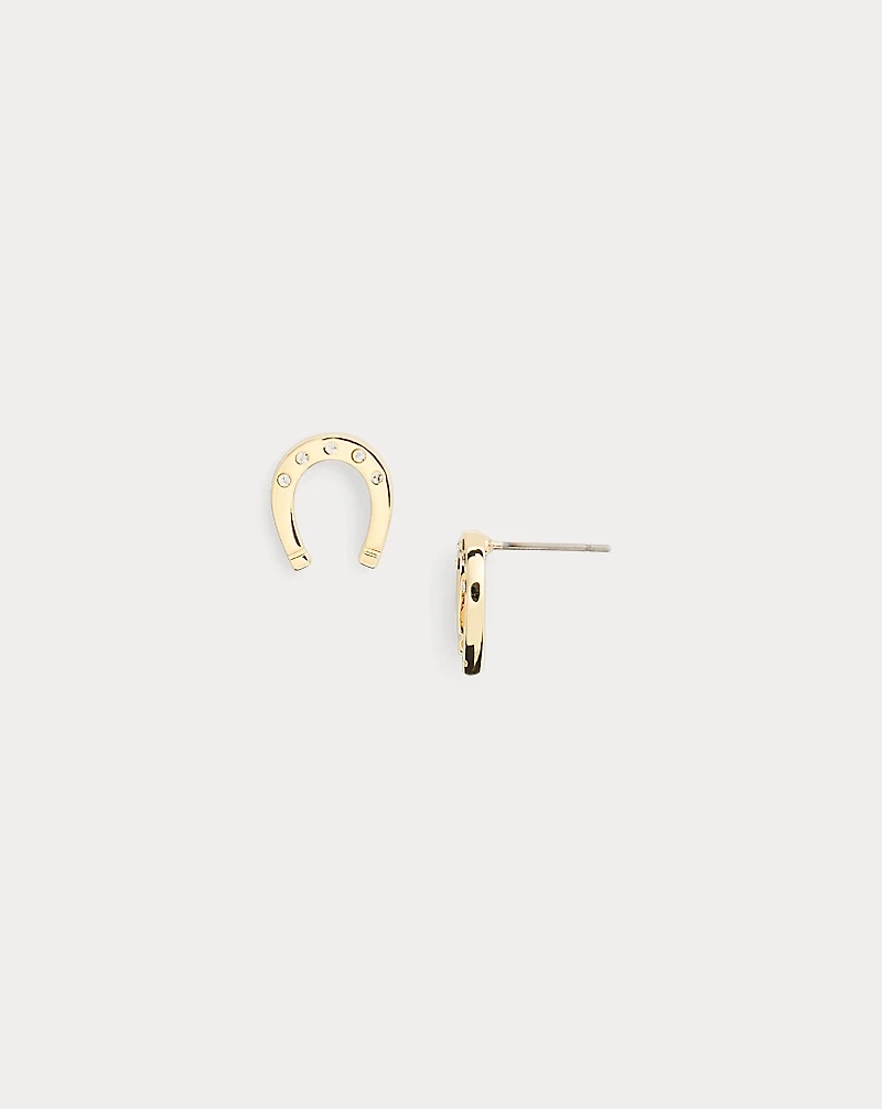 Gold-Plated Pavé Horseshoe Studs