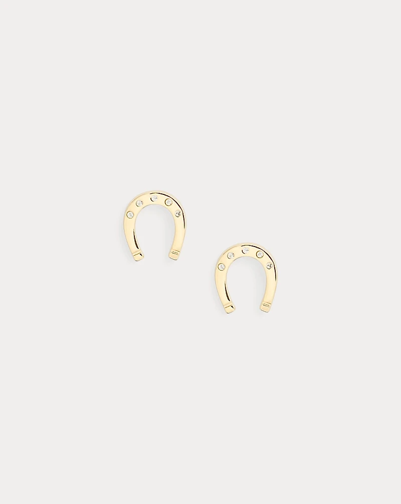 Gold-Plated Pavé Horseshoe Studs
