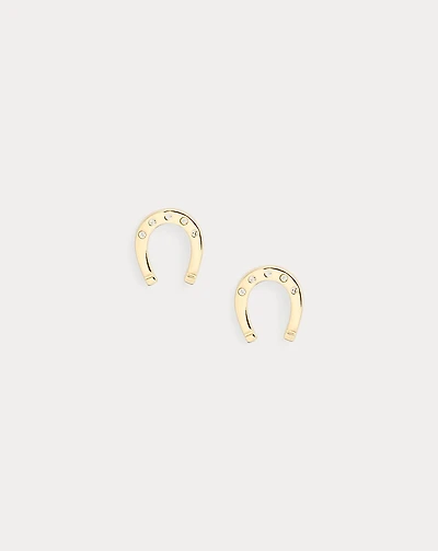 Gold-Plated Pavé Horseshoe Studs