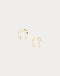 Gold-Plated Pavé Horseshoe Studs