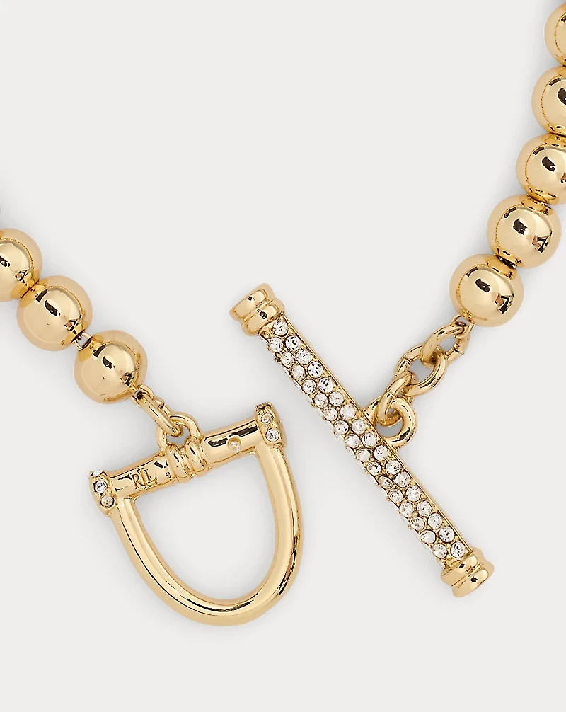 Gold-Plated Beaded Horsebit Bracelet