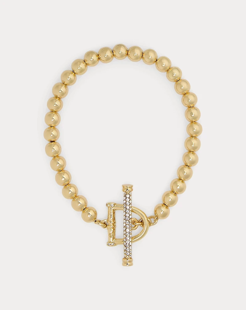 Gold-Plated Beaded Horsebit Bracelet
