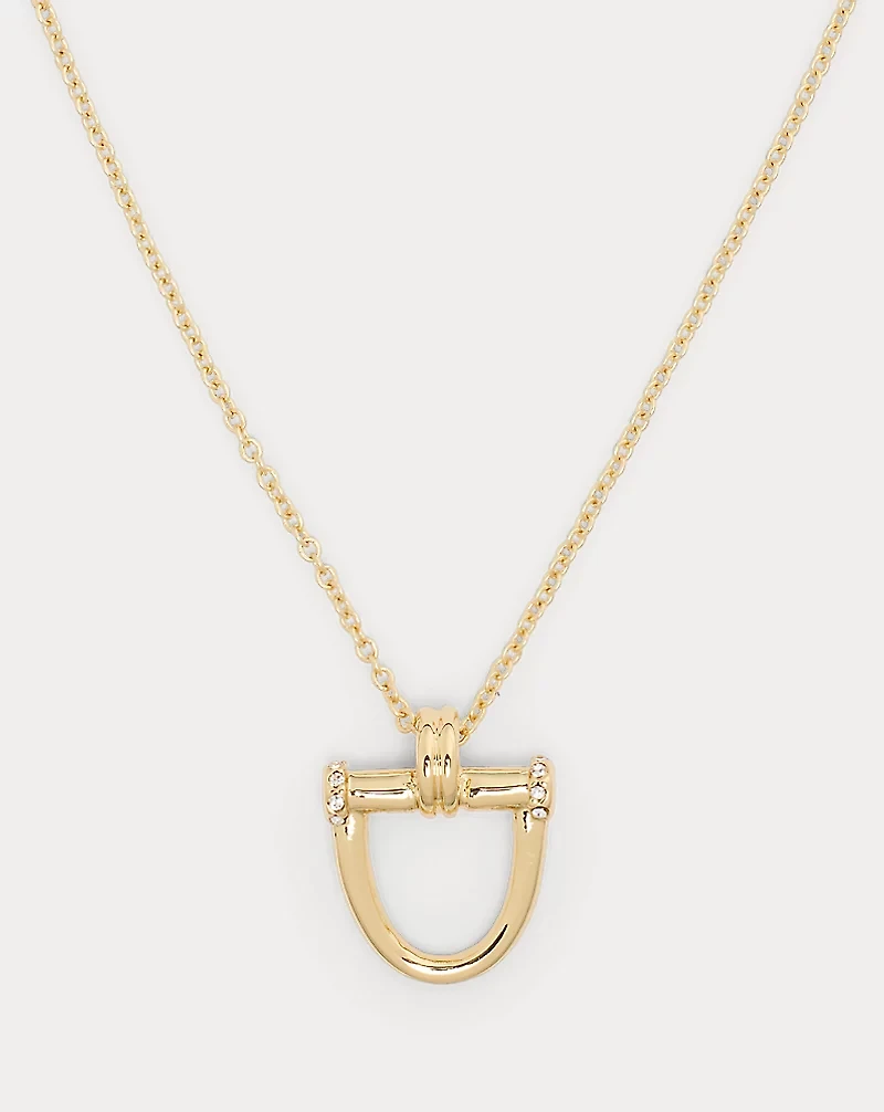 Gold-Plated Horsebit Pendant Necklace
