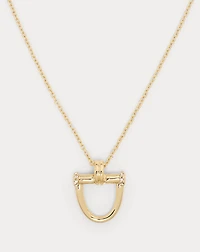 Gold-Plated Horsebit Pendant Necklace