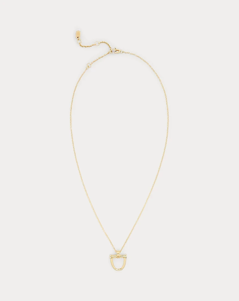 Gold-Plated Horsebit Pendant Necklace