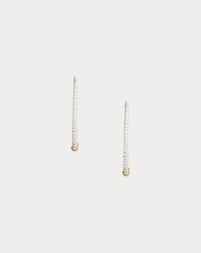 Two-Tone Beaded Hoop Earrings