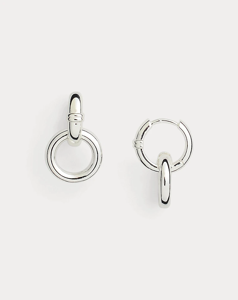 Silver-Plated Hoop Drop Earrings