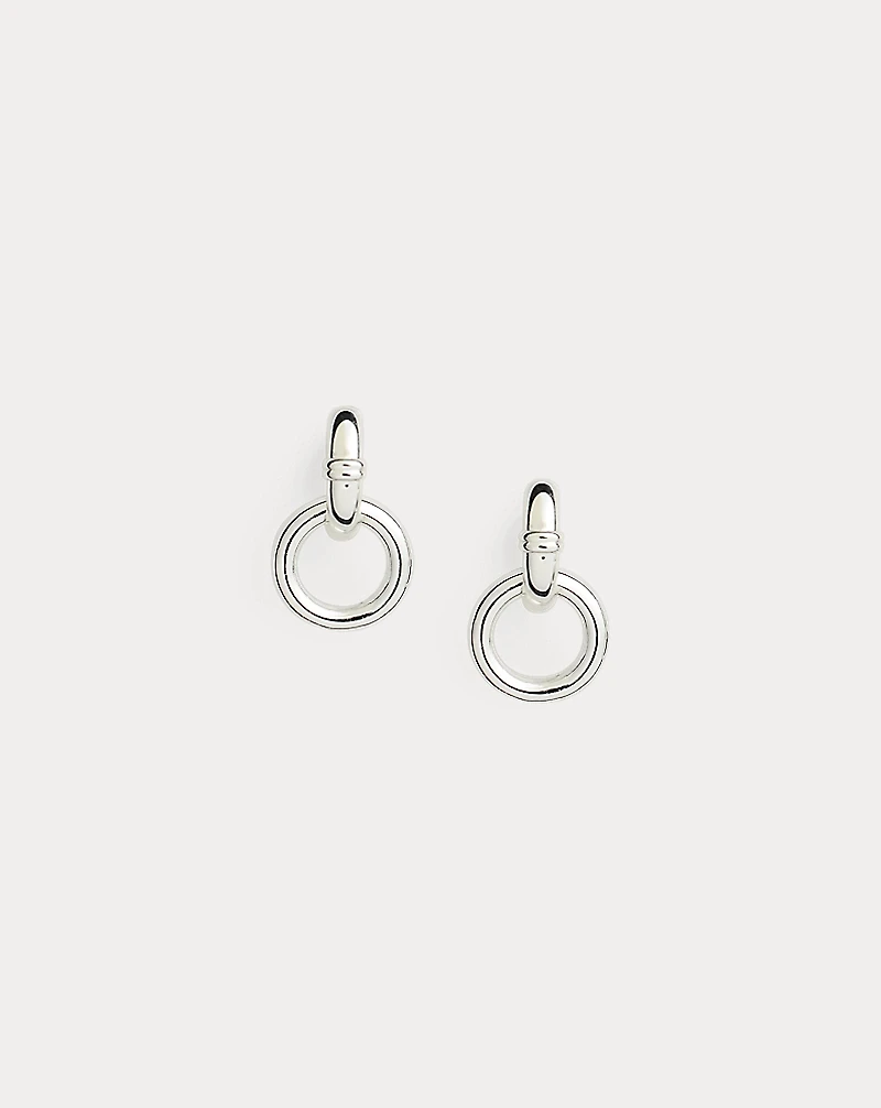 Silver-Plated Hoop Drop Earrings