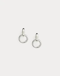 Silver-Plated Hoop Drop Earrings
