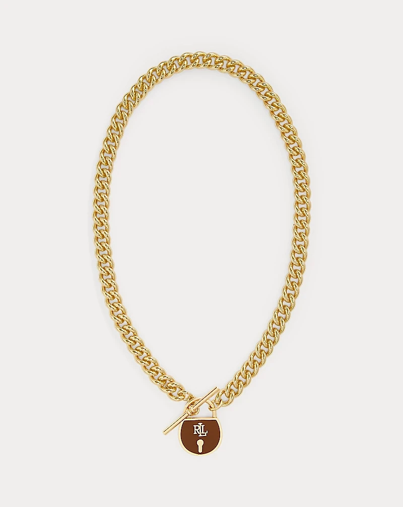 Gold-Plated Padlock Pendant Necklace