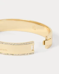 Gold-Plated Pavé Logo Bangle