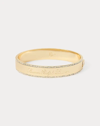 Gold-Plated Pavé Logo Bangle