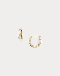 Gold-Plated Beaded Split Hoop Earrings