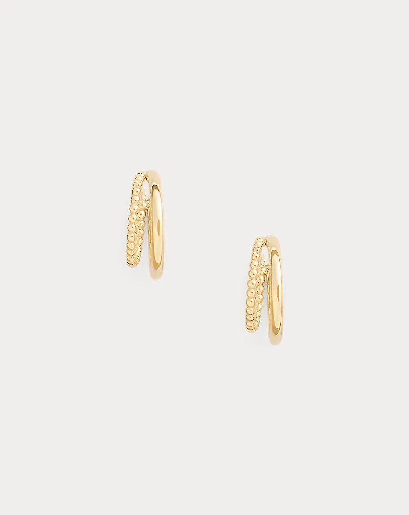 Gold-Plated Beaded Split Hoop Earrings