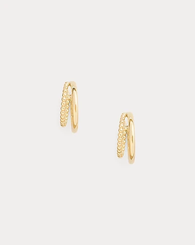 Gold-Plated Beaded Split Hoop Earrings
