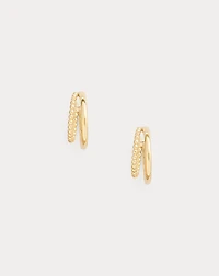 Gold-Plated Beaded Split Hoop Earrings