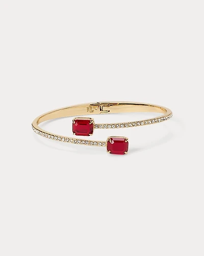 Pavé Gold-Plated Stone Hinge Bangle