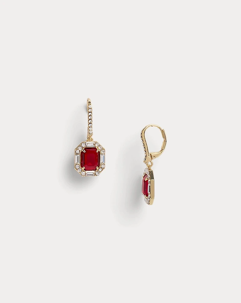 Pavé Gold-Plated Stone Drop Earrings