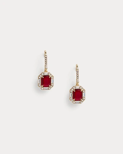 Pavé Gold-Plated Stone Drop Earrings